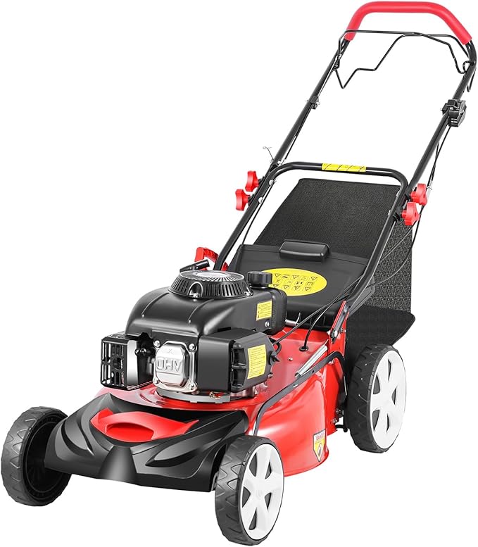 Self-Propelled Gas Lawn Mower, 20-inch 140CC OHV Engine, 5HP 4-Stroke Gasoline Lawn Mowers, Mowing Height Adjustable Push Mower for Sports Fields, Community Greening Garden