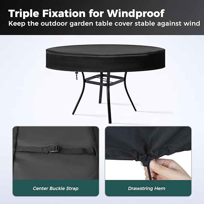 SUNICO Outdoor Round Table Cover 20" Dia, Patio Table Cover Round for Patio Circle Coffee Table & Bistro Table & Picnic Table.Windproof, Waterproof, Stain-Resistant, Durable Table Cover