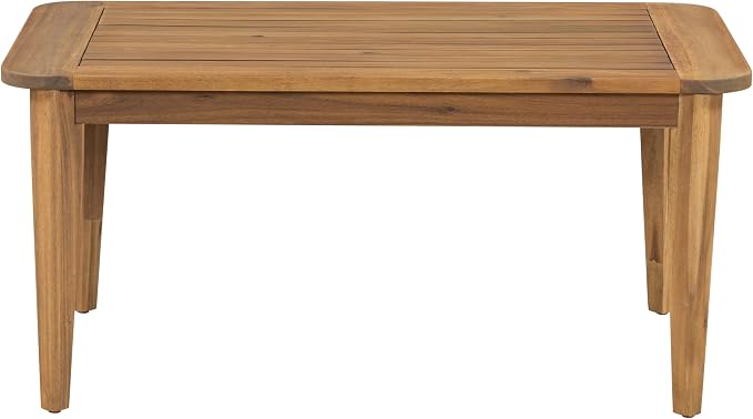 Merax 1 Piece Patio Outdoor Furniture Set, All-Weather Acacia Wood Coffee Table for Porch, Lawn, Backyard, Balcony Teak+ Beige