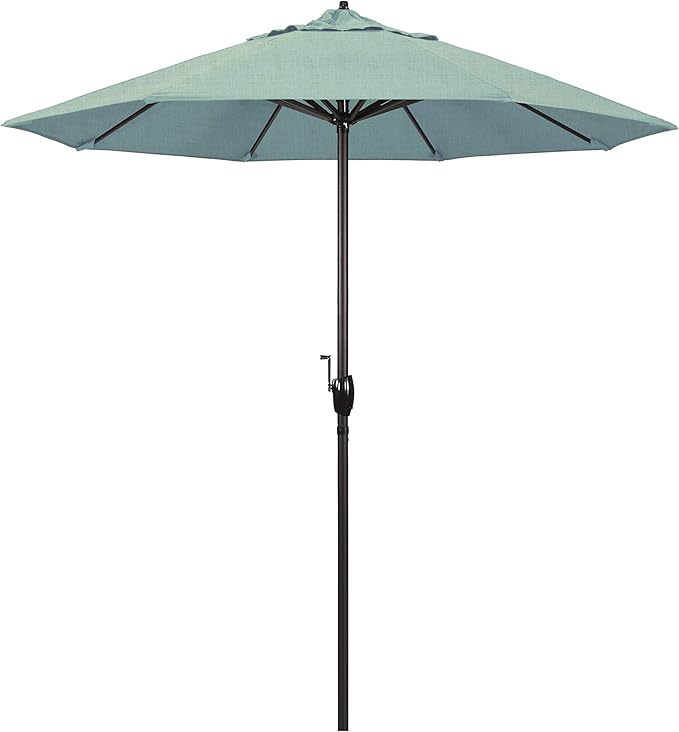 California Umbrella 7.5' Round Sunbrella Aluminum Outdoor Deck, Pool or Patio Umbrella, Crank Lift, Auto Tilt, Bronze Pole, Spa