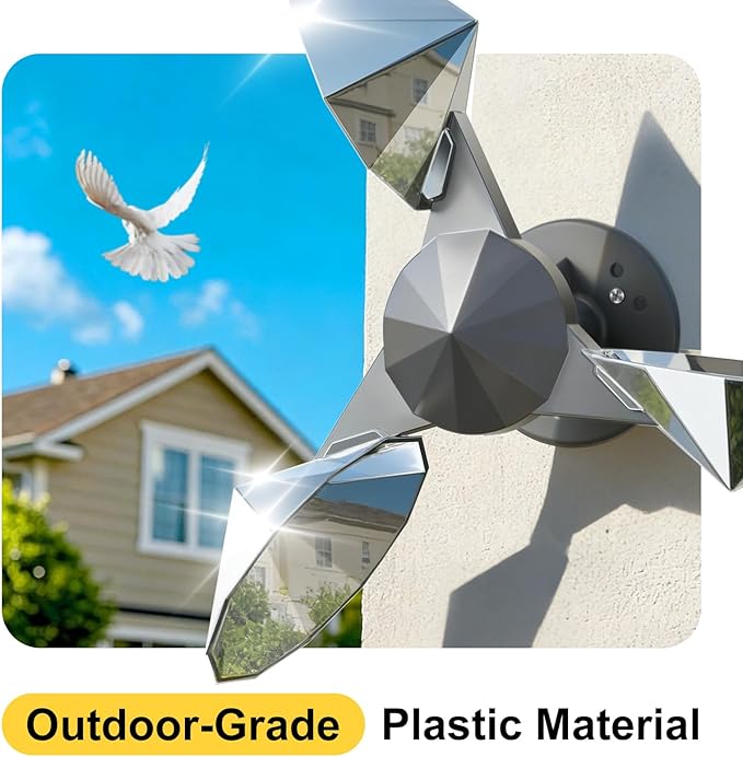OFFO 3 PCS Bird Scare Reflective Device, Bird Reflector with Plastic Base for Outside, Keep Pigeon Woodpeckers and Sparrows Away for Outdoor Boats Roofs Gardens