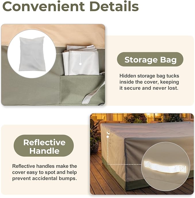BPS Patio Furniture Cover for Outdoor Table and Chairs, 600D Waterproof and Anti-UV Patio Sectional Set Cover for Outside General Purpose Furniture, 130''L x 88''W x 32''H