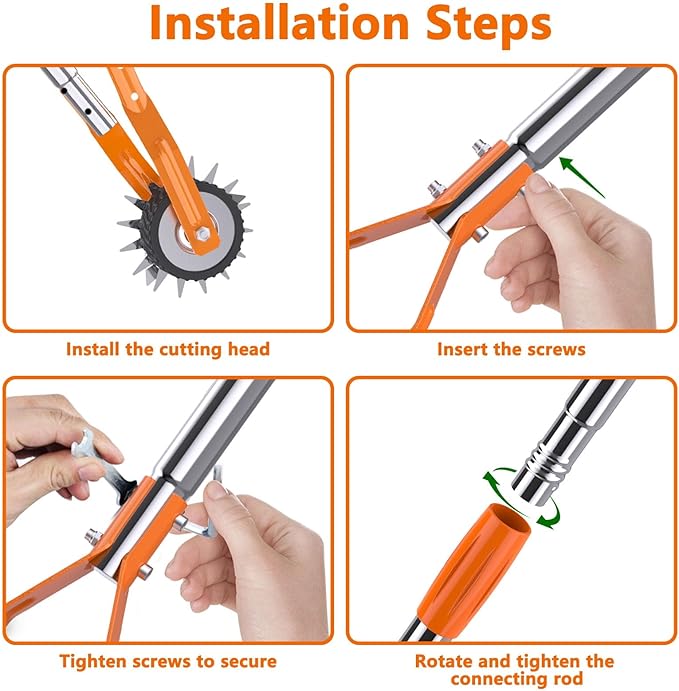 Edger Lawn Tool - 67 inch Wheel Rotary Lawn Edger with Adjustable Stainless Steel Handle, Grass Edge Trimmer for Sidewalks, Driveways & Landscaping (Orange)