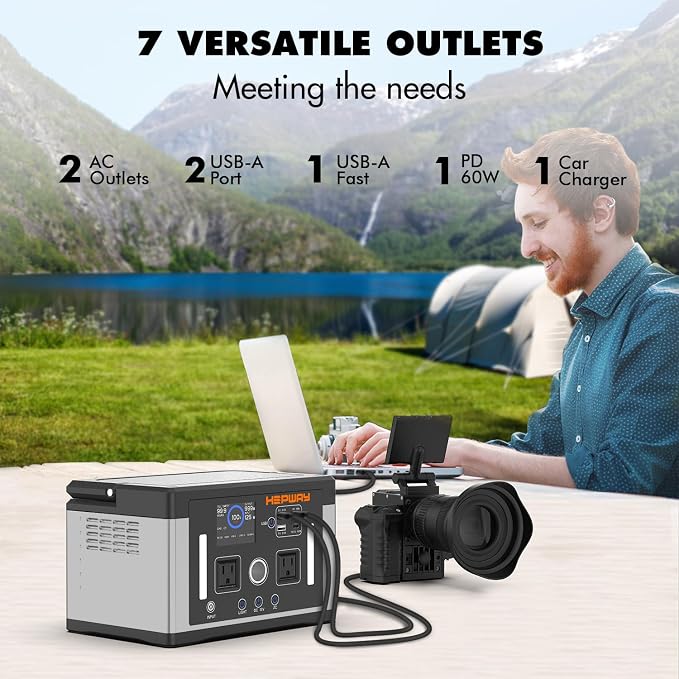 700W 577Wh Portable Power Station, 120V Pure Sine Wave AC, PD 60W Fast Charge Solar Generator, 1000W Surge Inverter Power Bank Home Backup Battery for CPAP, Camping, RV, Outage