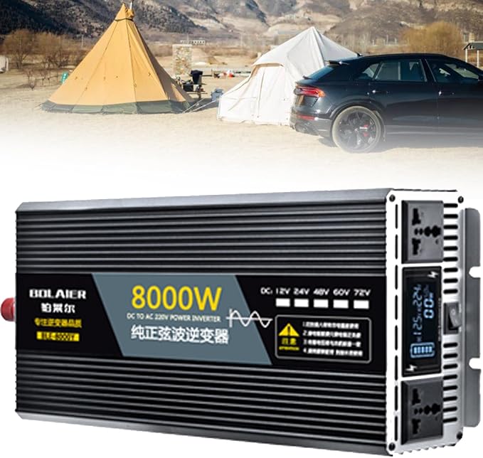 Pure Sine Wave Inverter 2500W 4000W 5000W 6000W 8000W 10000W 12000W Car Power Inverter DC 12V 24V 48V 60V 72V to 110V 120V 220V 230V 240V AC Voltage Converter Transformer Vehicle Adapter(8000W,12Vto11