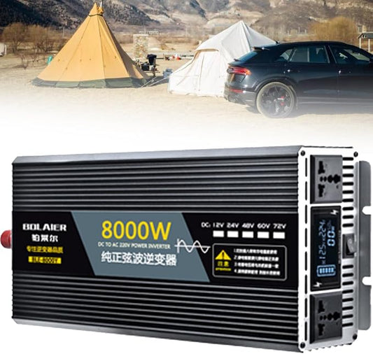 Pure Sine Wave Inverter 2500W 4000W 5000W 6000W 8000W 10000W 12000W Car Power Inverter DC 12V 24V 48V 60V 72V to 110V 120V 220V 230V 240V AC Voltage Converter Transformer Vehicle Adapter(8000W,24Vto22