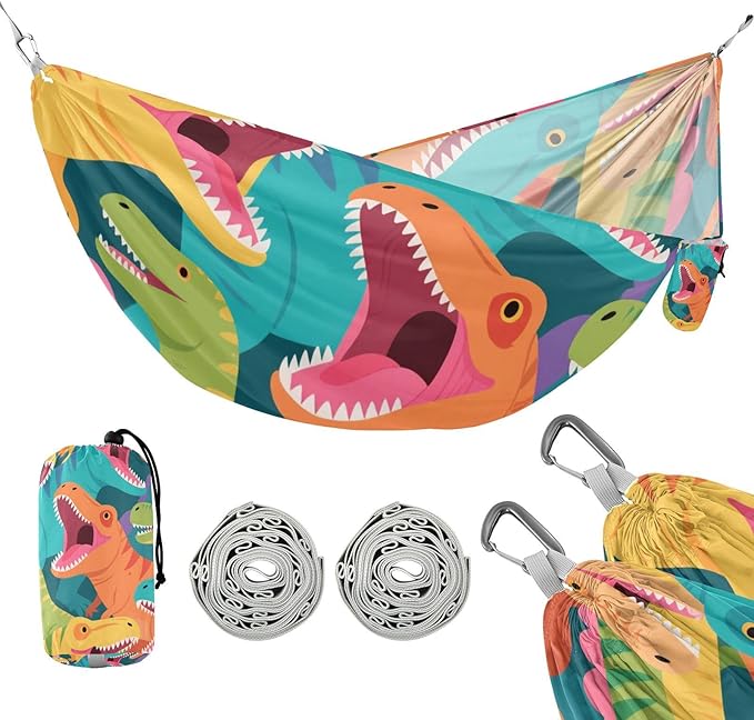 Colorful Cartoon Animal Dinosaur 330lb Capacity Camping Hammock with Tree Straps Indoor Hammock for Indoor Outdoor Patio sillas para acampar