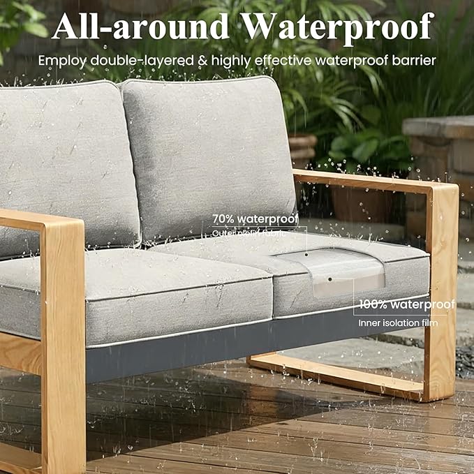 LayinSun 4 Pieces Aluminum Patio Furniture Set with Coffee Table, Oversized Seat with Hight Back, Outdoor Conversation Sets for Porch, Balcony, Deck