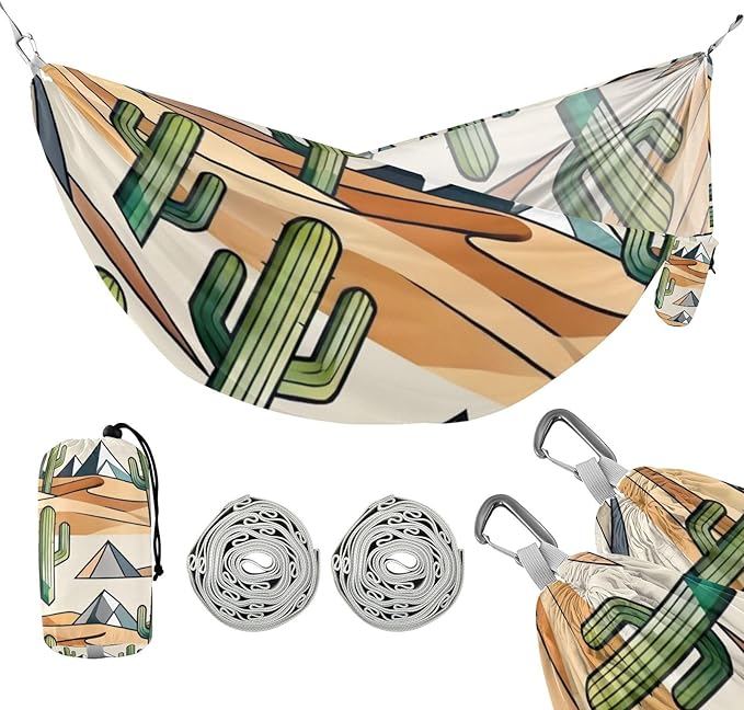 Desert Cactus Scene Hammocks for Camping with Portabl Carry Bag Hanging Hammock Outside Beach Patio Garden