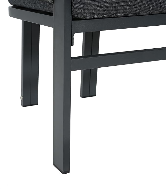 Christopher Knight Home Tamken Acacia Wood Outdoor Dining Set for 6, 7 Piece Patio Dining Table and Chair Set, Metal Outdoor Dining Armchair and Table Set with Removable Cushion, Black+Grey+Teak