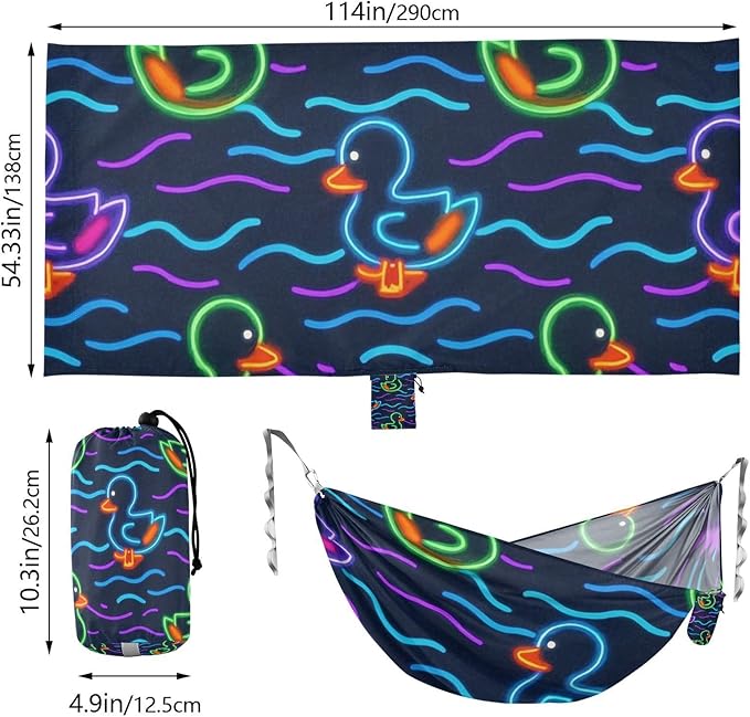 Cute Animal Fluorescent Duckling 330lb Capacity Outdoor Hammock with Tree Straps Backyard Hammock for Outside Camping Essentials hamacas para adultos con soporte