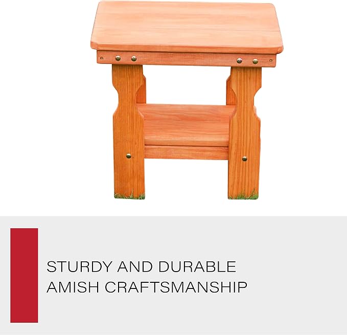 Amish Casual Heavy Duty Outdoor Wood End Table in Cedar Stain - Quality Crafted in The USA from Treated Pine by Amish Artisans