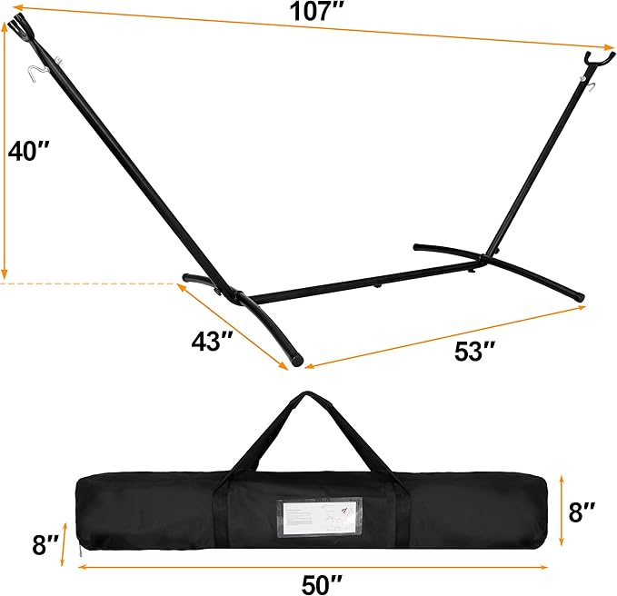 LEMY 9FT Hammock Stand with Carrying Case for Camping, Garden, Space Saving