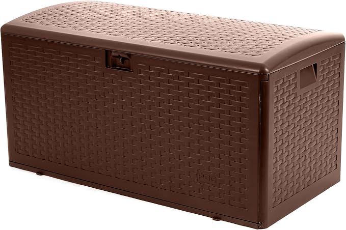 Plastic Development Group Outdoor Storage Deck Box, Standard Closure, 73 Gallon, Java