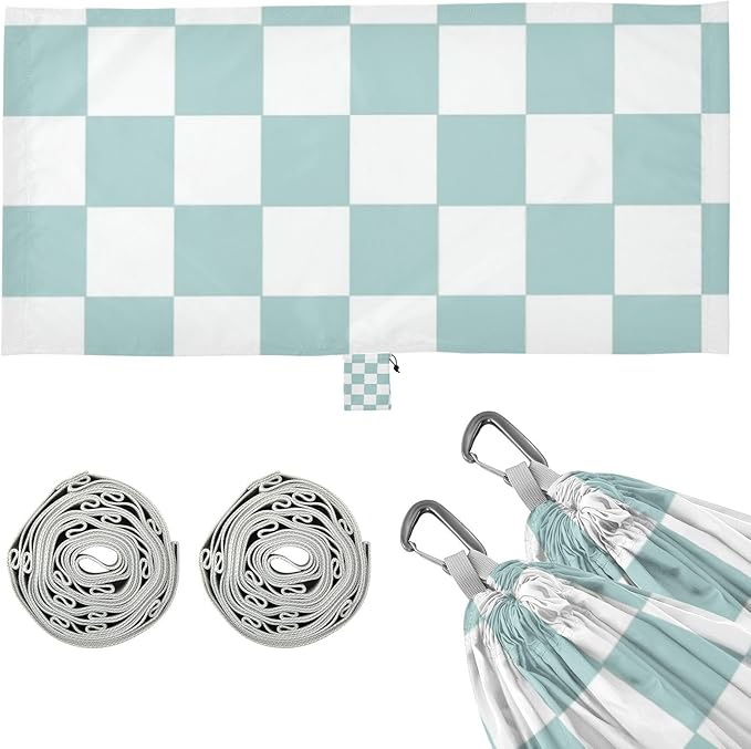 Green and White American Plaid 330lb Capacity Hammocks with Hanging Rope Indoor Hammock for Outside Beach Patio Garden Bases para hamacas para adultos