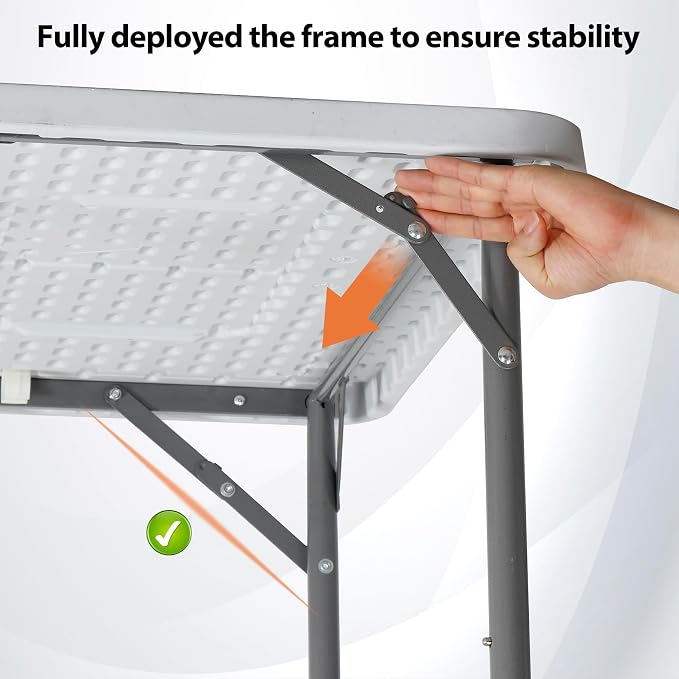 ZENY 34inch Fold in Half Square Table, Portable Plastic Dining Card Table for Kitchen or Outdoor Party Wedding Event, Bi-Folding Picnic Camp Dining Table, White