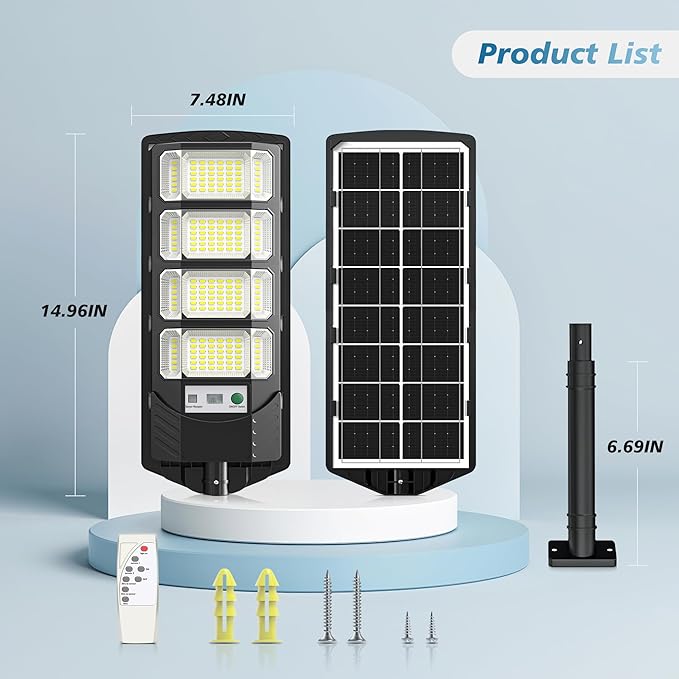 OKPRO Solar Lights Outdoor Waterproof, 320° Wide Angle Solar Street Light, 6500K Solar Flood Lights Outdoor Motion Sensor with Remote, Solar Security Lights for Yard 4-Pack