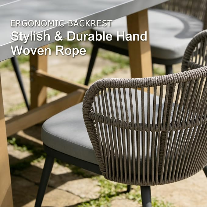 SUNSITT 11 Piece Outdoor Patio Dining Set, 65" - 107" Metal Expandable Outdoor Dining Table with X-Shape Legs, 10 Woven Wicker Outdoor Patio Chairs w/Removable Cushions for Garden, Dark Grey