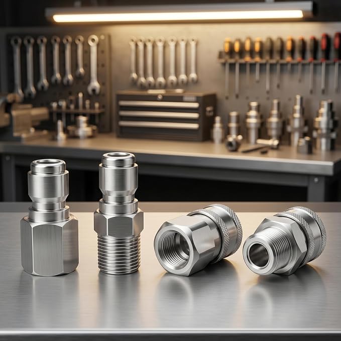TAISHER 1PCS 304 Stainless Steel Pressure Washer Adapter Kit, NPT Quick Connect Fittings, 3/8" NPT Thread
