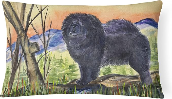 Caroline's Treasures SS7005PW1216 Chow Chow Canvas Fabric Decorative Pillow Machine Washable, Indoor Outdoor Decorative Pillow for Couch, Bed or Patio, 12HX16W