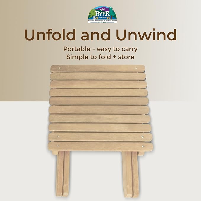 BYER OF MAINE Pangean Folding Wooden Side Table – 18" H x 16" W x 16" D – Folds Flat Ash Wood Table for Camping, Patio, Porch, Balcony, and Garden Use