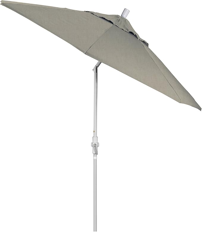 California Umbrella 9' Round Aluminum Patio Umbrella, Crank Lift, Collar Tilt, White Pole, Spectrum Dove
