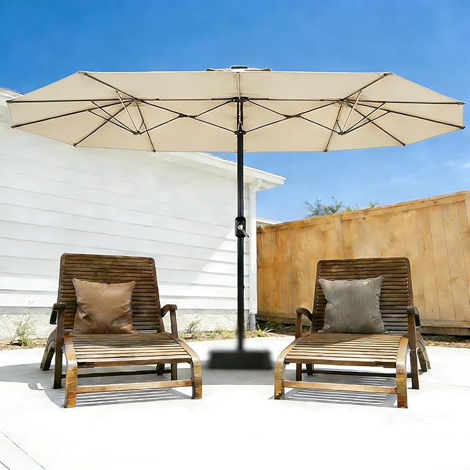 Garvee 13ft Patio Umbrella with Double Canopy, Premium Commercial Extra Large Market Umbrella for Outdoor Dining Sets, Resort Patios and Backyard Entertainment Areas, w/o Base