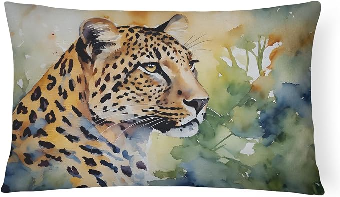 Caroline's Treasures DAC2944PW1216 Leopard Throw Pillow Machine Washable, Indoor Outdoor Decorative Pillow for Couch, Bed or Patio, 12HX16W