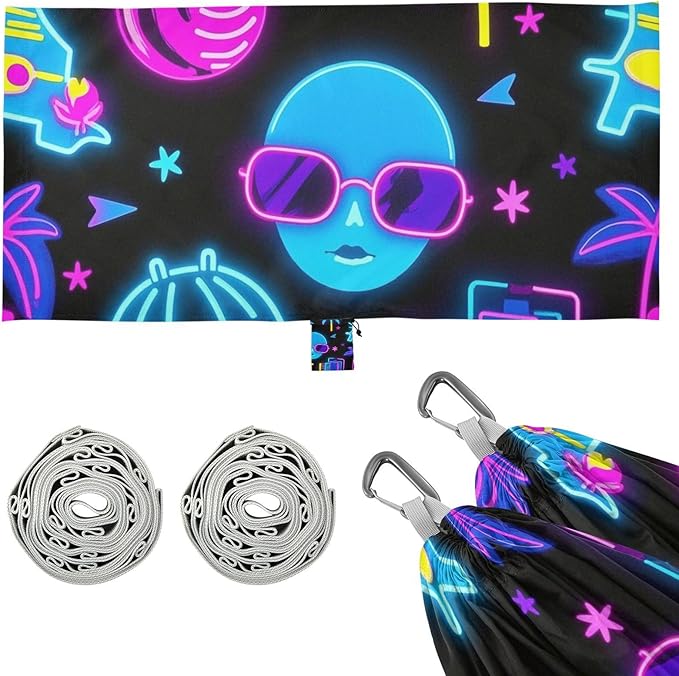 Summer Neon Cool Glasses Coconut Tree 330lb Capacity Outdoor Hammock Tree Hammock for Outside Camping Essentials Silla colgante para Patio Exterior