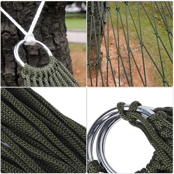Hammock, Comfortable Nylon Mesh Rope Lightweight Portable Camping Hammock for Outdoor Relaxation Beach Backyard Park Camping