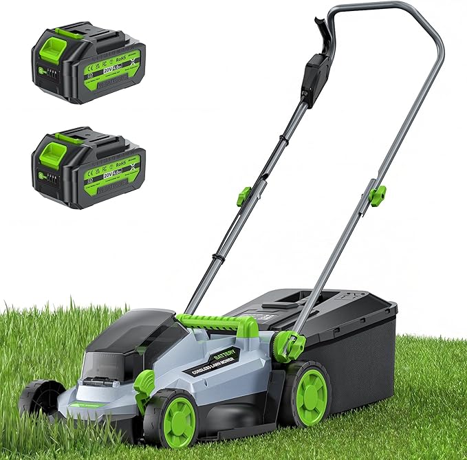 40V Cordless Lawn Mower, 13" Walk Behind Electric 4.0 Ah Battery Powered Lawnmower, Mulching&Bagging Mode, Brushless Motor, 5 Adjustable Cutting Heights, for Garden/Patio/Yard/Lawn