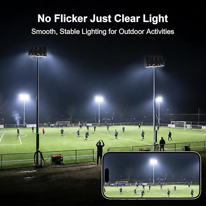 LED Stadium Lights 140000LM, AC 85-305V LED Flood Light Outdoor 2Pack (500W Each), 5000K Daylight, Adjustable Arena Light IP67 Waterproof, Field Lights for Court (5-Year Protection)