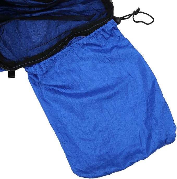 Portable Hammock with Net, Integrated Hanging Hammock for Outdoor Camping Traveling, Canopy to Wind Rain, Sturdy Nylon Fabric Polyester Material, Supports Up to (Blue Sky with Blue Hammock)