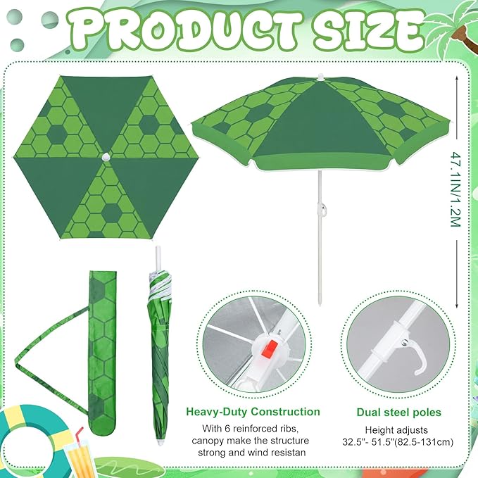 Dansydaisy Beach Umbrella for Water Table, Picnic Table Shade, 47 Inch Replacement Portable Outdoor Umbrella, UV Protection for Sand Play Camping Patio Garden, Tables Not Included