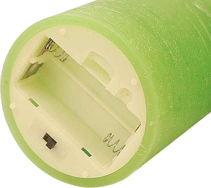 CANDLE CHOICE Battery Operated Flameless Candles with Remote Timer Real Wax Realistic Bright Flickering Electric LED Pillars Lights Wedding Party Christmas Decorations Set of 3 Rustic Texture Green
