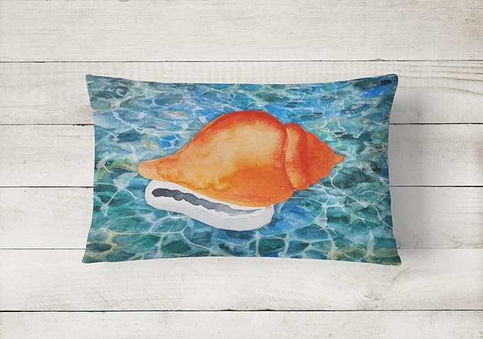 Caroline's Treasures BB5371PW1216 Sea Shell Canvas Fabric Decorative Pillow Machine Washable, Indoor Outdoor Decorative Pillow for Couch, Bed or Patio, 12HX16W