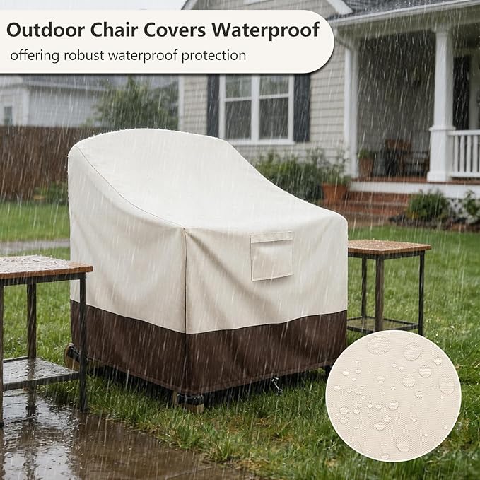 Patio Adirondack Chair Cover 2 Pack, 33W x 35D x 36H inches Waterproof Heavy Duty Outdoor Chair Covers,Adirondack Chair Covers for Outdoor Chair, Beige