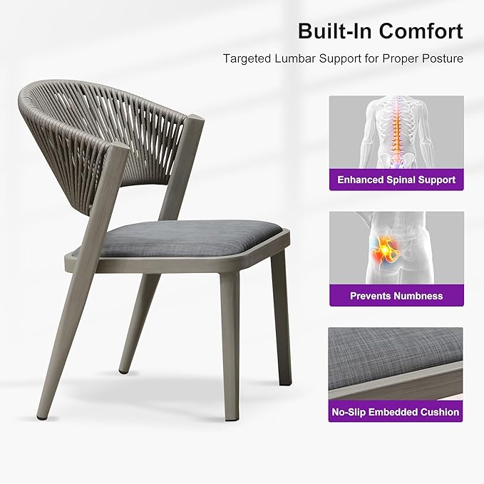 PURPLE LEAF 7-Piece Patio Dining Set Outdoor Furniture Rectangular Table and Chairs with Aluminum Frame and Wicker Rattan for Garden Deck Backyard Gray
