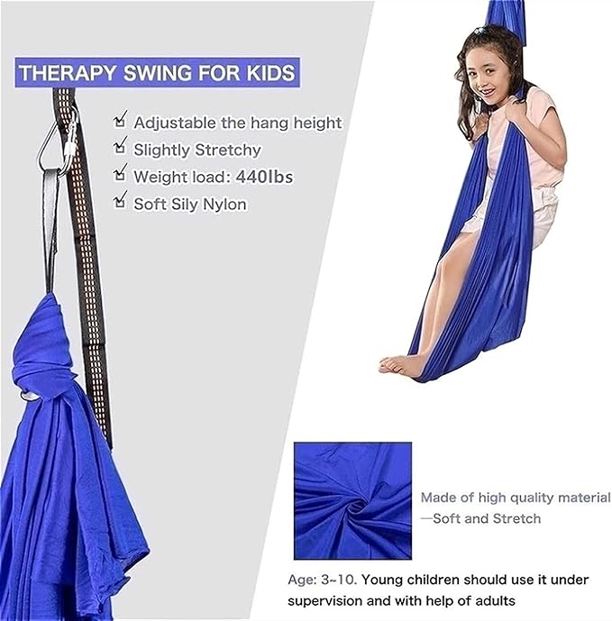 Sensory Hammock Swing Chair for Adults/Kids with Hardware Adjustable Snuggle Hammock Has Calming Effect On Child with Special Needs (Color : Cyan, Size : 100x280cm/39x110in)