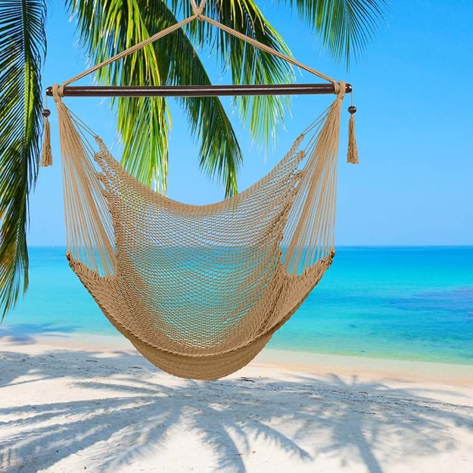 Large Hammock Swing Seat with Tassels(Coffee)