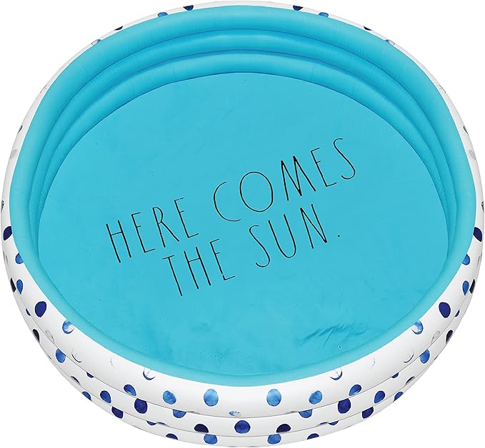 Coconut Float Rae Dunn x CocoNut Float Indigo Polka Dot Mini Round Inflatable Splash Pool for Kids - Here Comes The Sun Theme - Great for Backyard, Summer Parties & Swim Events