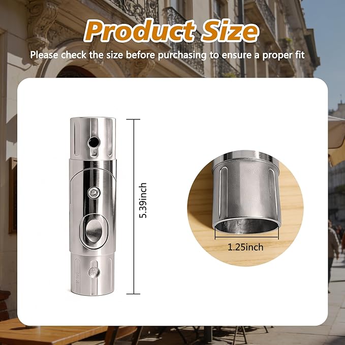 Patio Umbrella Replacement Parts, 1.5 Inch Outdoor Umbrella Pole Replacement with Push-Button Tilt Adjustment, Metal Parasol Mounting Bracket Accessory for Patio, Garden, Deck