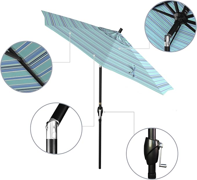 California Umbrella 7.5' Round Aluminum Market Umbrella, Crank Lift