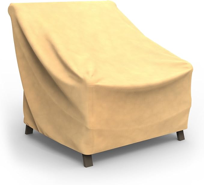 Budge P1W02SF1 All Seasons Patio Chair Cover Lightweight, UV-Resistant, Large, Tan