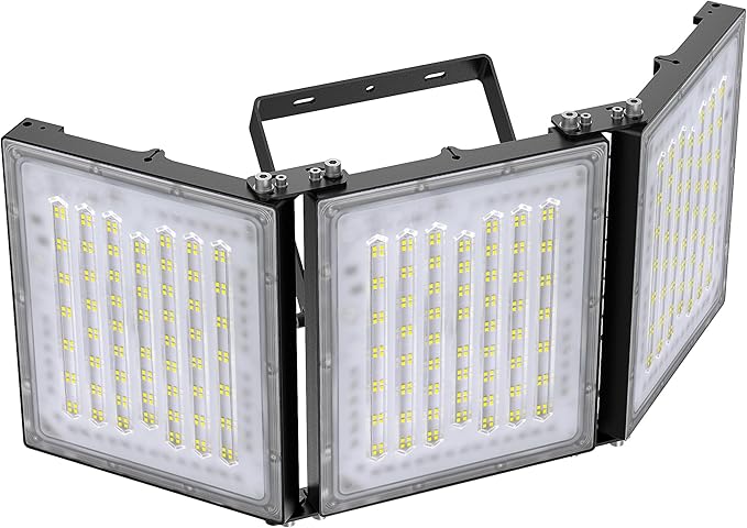 STASUN 600W LED Flood Light, Mini Series Stadium Light, 60000LM 6000K Daylight White, IP66 Waterproof, 3 Adjustable Panels, Outdoor Sports Lighting for Basketball Court, Parking Lot, Baseball Field