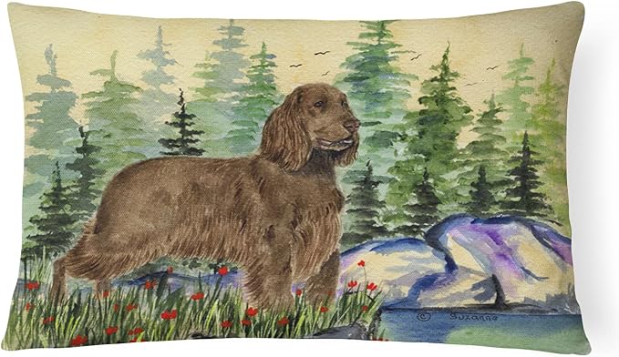 Caroline's Treasures SS8131PW1216 Field Spaniel Canvas Fabric Decorative Pillow Machine Washable, Indoor Outdoor Decorative Pillow for Couch, Bed or Patio, 12HX16W