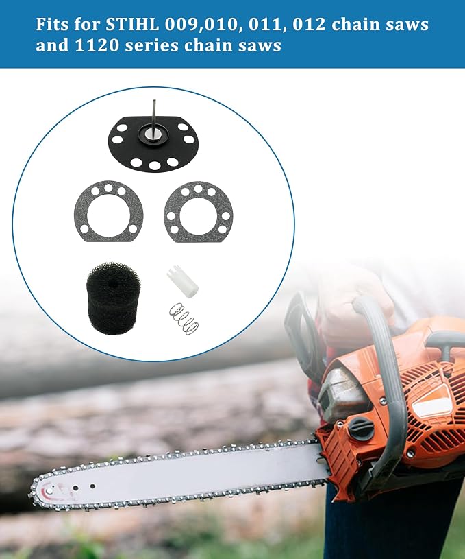 Diaphragm Plunger And Gasket Kit Fits For Stihl 009 010 011 012 Chain Saw,Replace 1120-649-1102, 1120-649-1105, 1120-640-3100, 0000-997-0610, 1120-640-1300