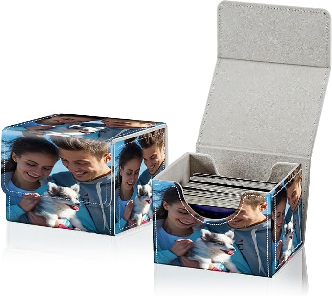 Card Deck Box for MTG, Cards Storage Box Fits 120+ Sleeved, Leather Small Size Strong Magnetic Closing Card Case for Board Games Magic TCG CCG Baseball Collection, Customized