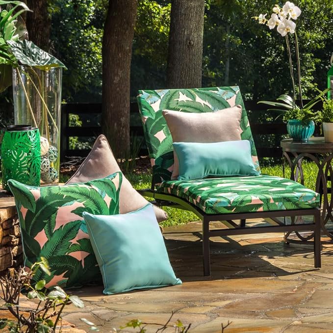 Pillow Perfect Pompeii Solid Indoor/Outdoor Large Lumbar Pillow Plush Fill, Weather and Fade Resistant, Large Lumbar - 16.5" x 24.5", Blue, 2 Count