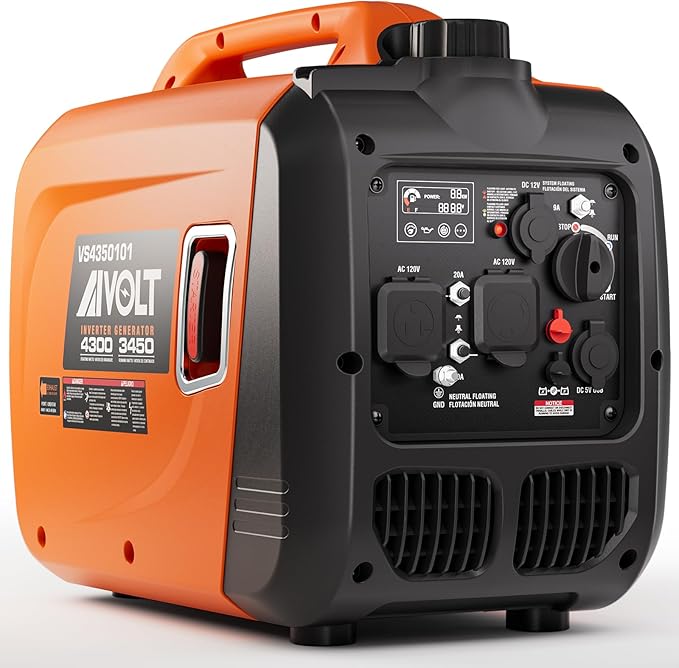 AIVOLT Inverter Generator 4300W Gas Powered Portable Super Quiet Outdoor Generator RV Ready for Camping Tools and Home Use, EPA Compliant